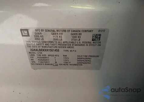 2017 Chevrolet Equinox Ls from USA, damaged, VIN 2GNALBEKXH1561458